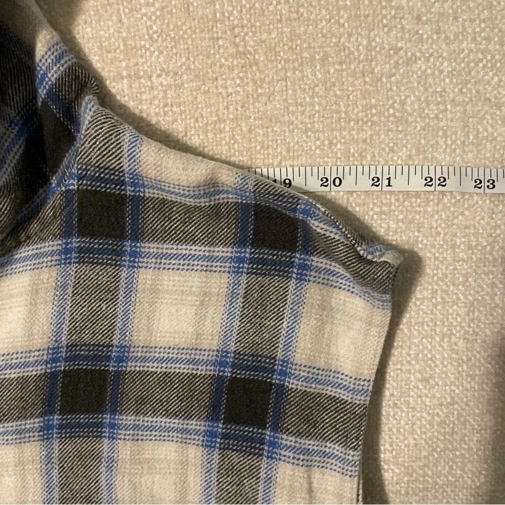 Roots Hooded Plaid Flannel Vest with Blue Accents 2XLT